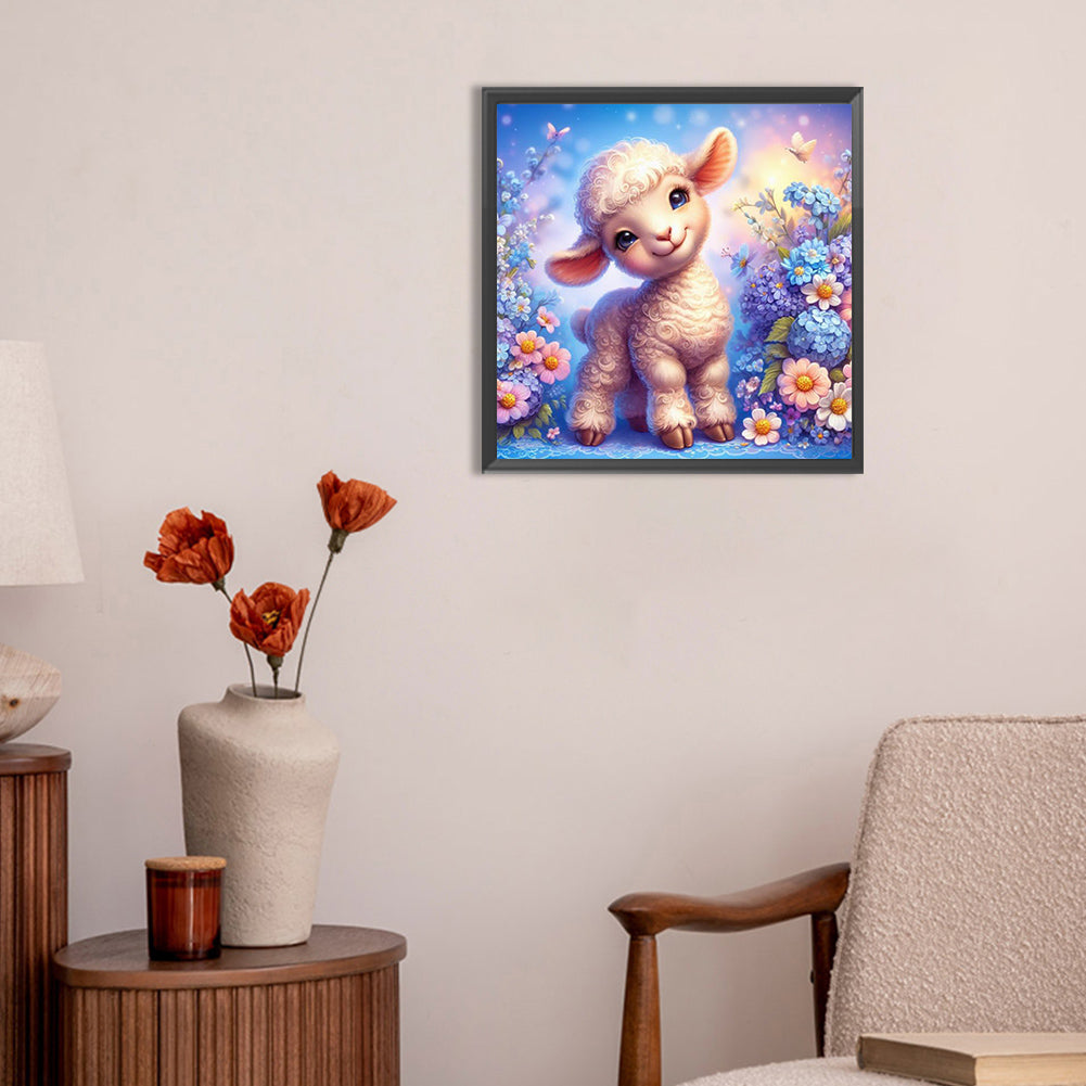 Sheep And Flower¡¤Blue - Full Round Drill Diamond Painting 30*30CM