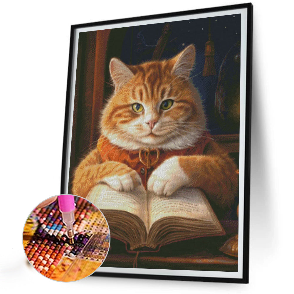 Literate Cat - Full Round Drill Diamond Painting 40*50CM