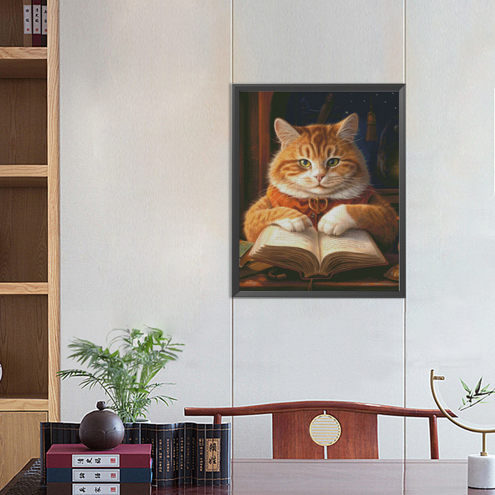 Literate Cat - Full Round Drill Diamond Painting 40*50CM