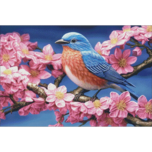 Dogwood Bluebird - Full Round Drill Diamond Painting 45*30CM