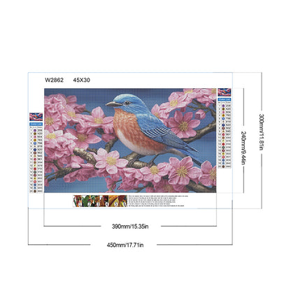 Dogwood Bluebird - Full Round Drill Diamond Painting 45*30CM