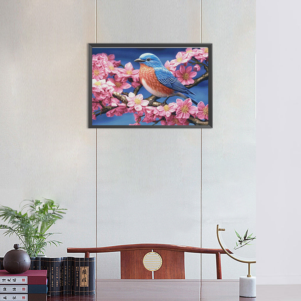 Dogwood Bluebird - Full Round Drill Diamond Painting 45*30CM