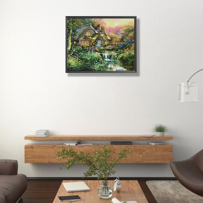Houses River - Full Round Drill Diamond Painting 50*40CM