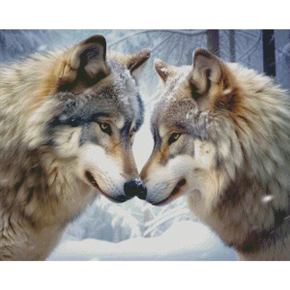 Wolf Couple - Full Round Drill Diamond Painting 50*40CM