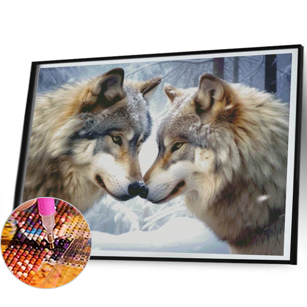 Wolf Couple - Full Round Drill Diamond Painting 50*40CM