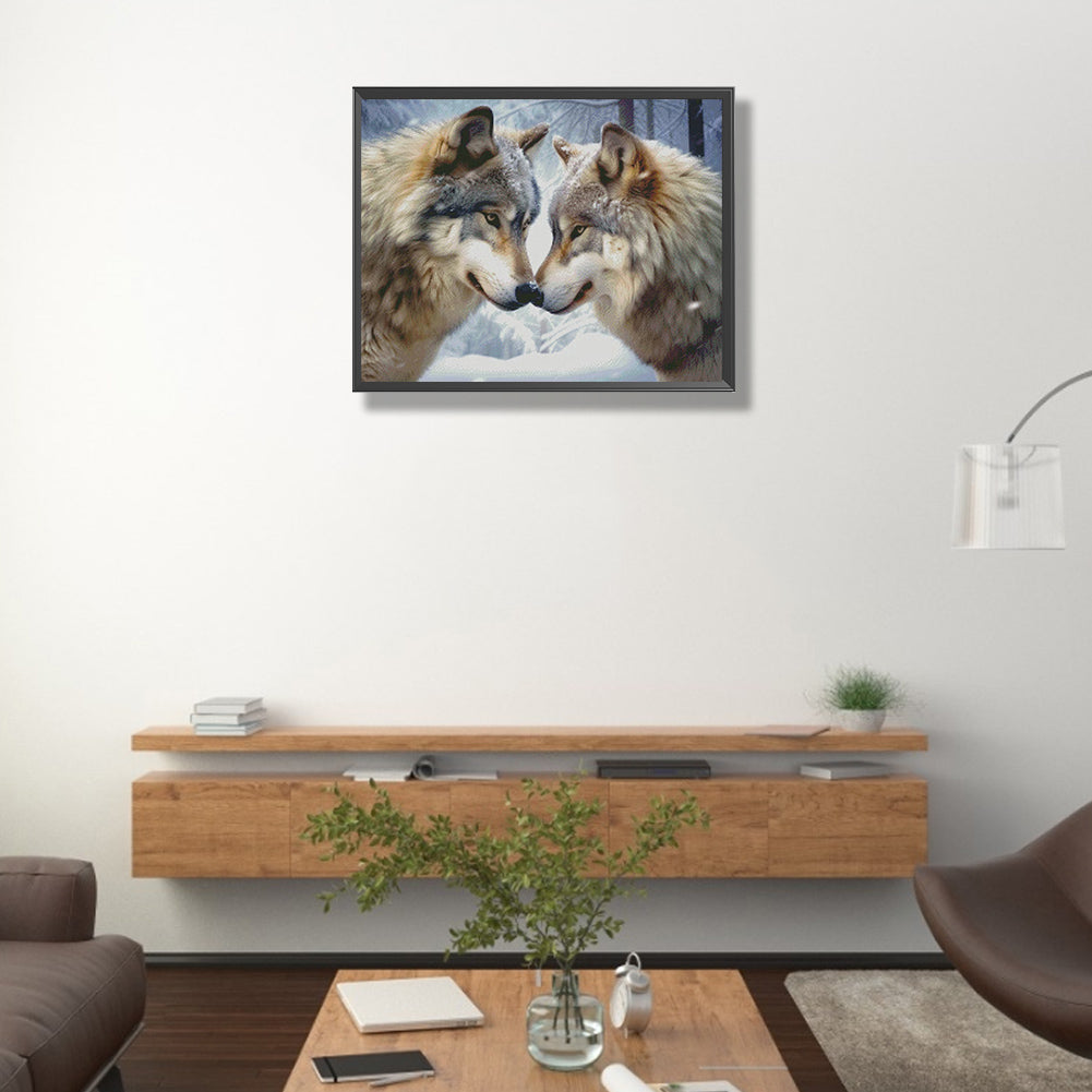 Wolf Couple - Full Round Drill Diamond Painting 50*40CM