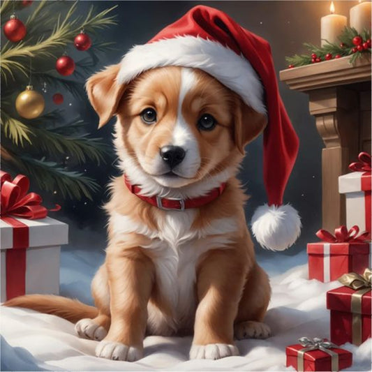 Christmas Puppy - Full Round Drill Diamond Painting 30*30CM