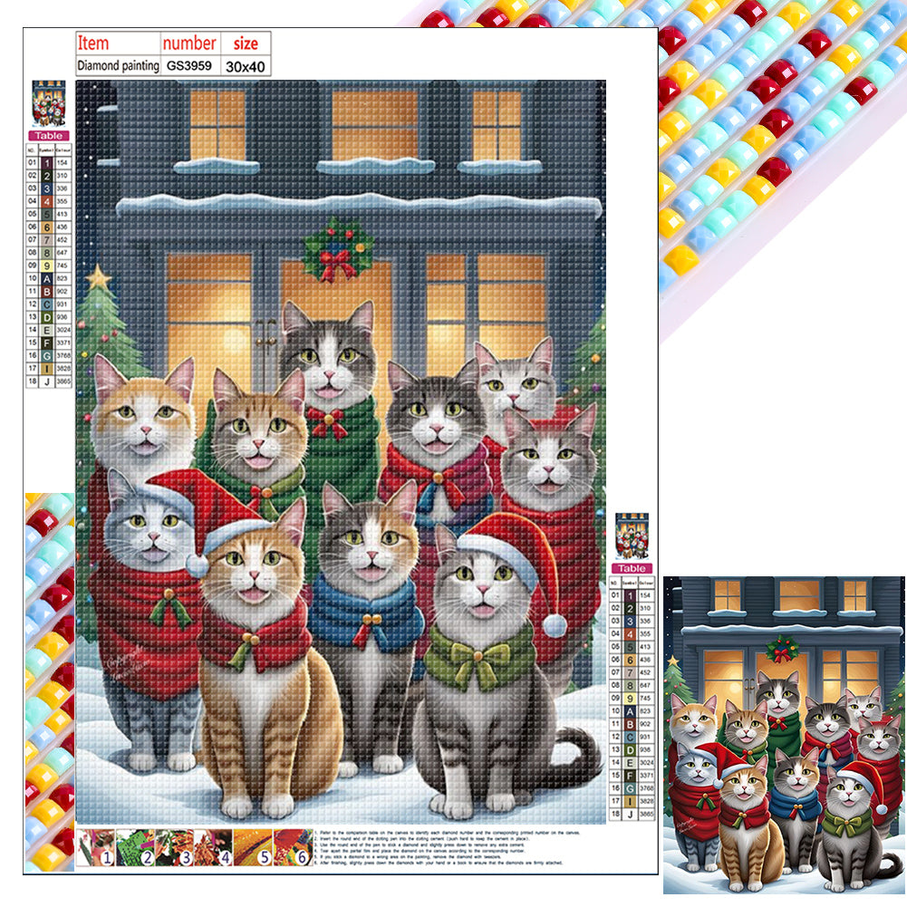 Christmas Cat - Full Square Drill Diamond Painting 30*40CM