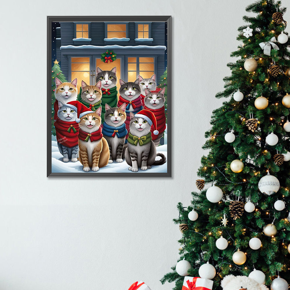 Christmas Cat - Full Square Drill Diamond Painting 30*40CM