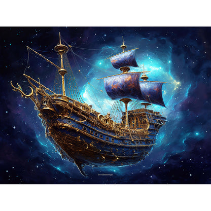 Sea Sailing Boat - Full Round Drill Diamond Painting 40*30CM