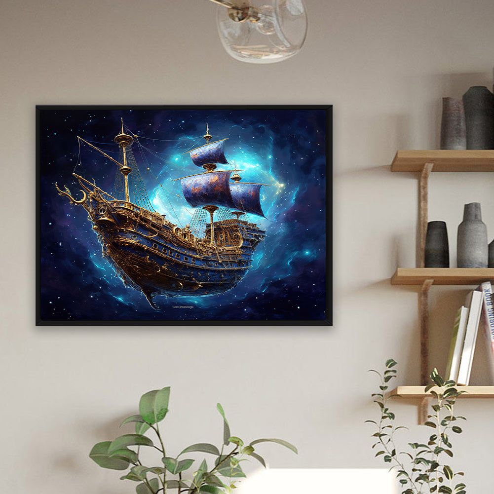 Sea Sailing Boat - Full Round Drill Diamond Painting 40*30CM