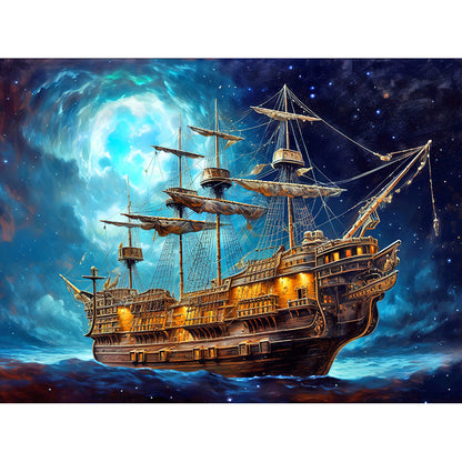 Sea Sailing Boat - Full Round Drill Diamond Painting 40*30CM