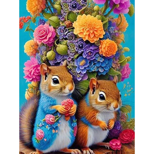 Flower And Squirrel - Full Round Drill Diamond Painting 30*40CM
