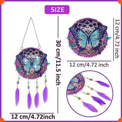 Double Sided Diamond Painting Hanging Pendant Feather Wind Chime (Butterfly)