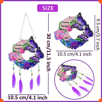 Double Sided Diamond Painting Hanging Pendant Feather Wind Chime (Butterfly)