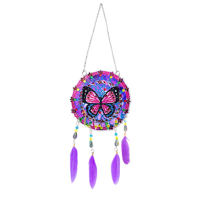 Double Sided Diamond Painting Hanging Pendant Feather Wind Chime (Butterfly)