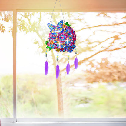 Double Sided Diamond Painting Hanging Pendant Feather Wind Chime (Butterfly)