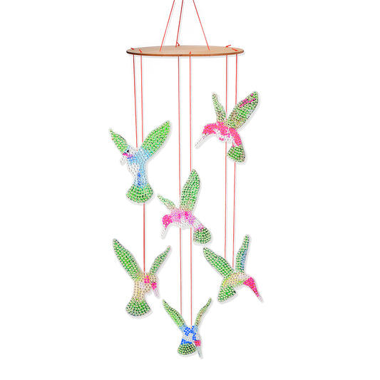 Double Sided Diamond Painting Hanging Pendant Feather Wind Chime (Luminous Bird)