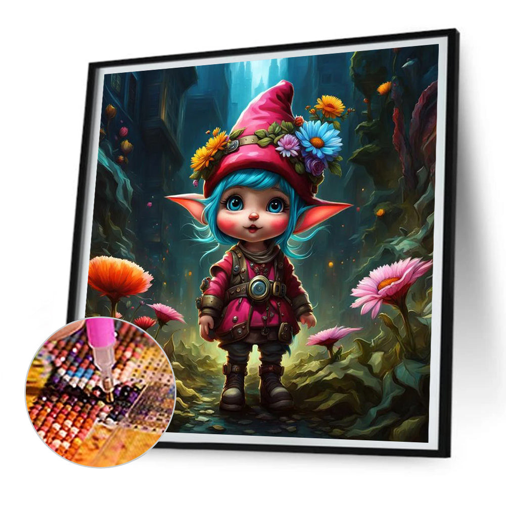 Dwarf Girl In The Forest - Full Round Drill Diamond Painting 30*30CM