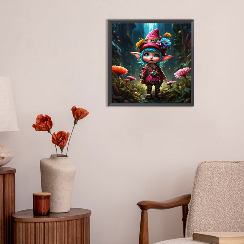 Dwarf Girl In The Forest - Full Round Drill Diamond Painting 30*30CM