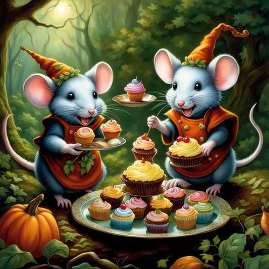 Mouse Tea Party In The Forest - Full Round Drill Diamond Painting 30*30CM