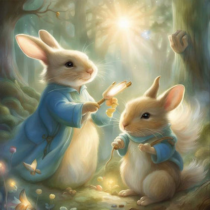 Rabbit Magic In The Forest - Full Round Drill Diamond Painting 30*30CM