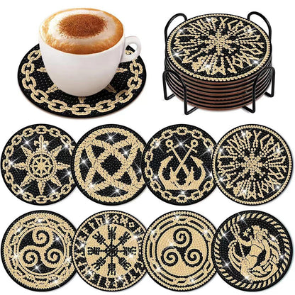 8 Pcs Acrylic Diamond Painting Art Coasters Kit with Holder (Mystery Pattern)