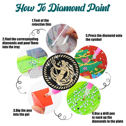 8 Pcs Acrylic Diamond Painting Art Coasters Kit with Holder (Mystery Pattern)