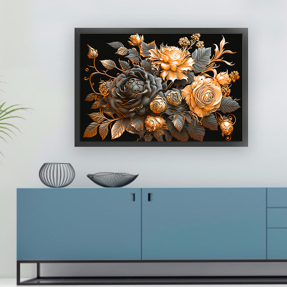 Metal Rose - 11CT Stamped Cross Stitch 60*40CM