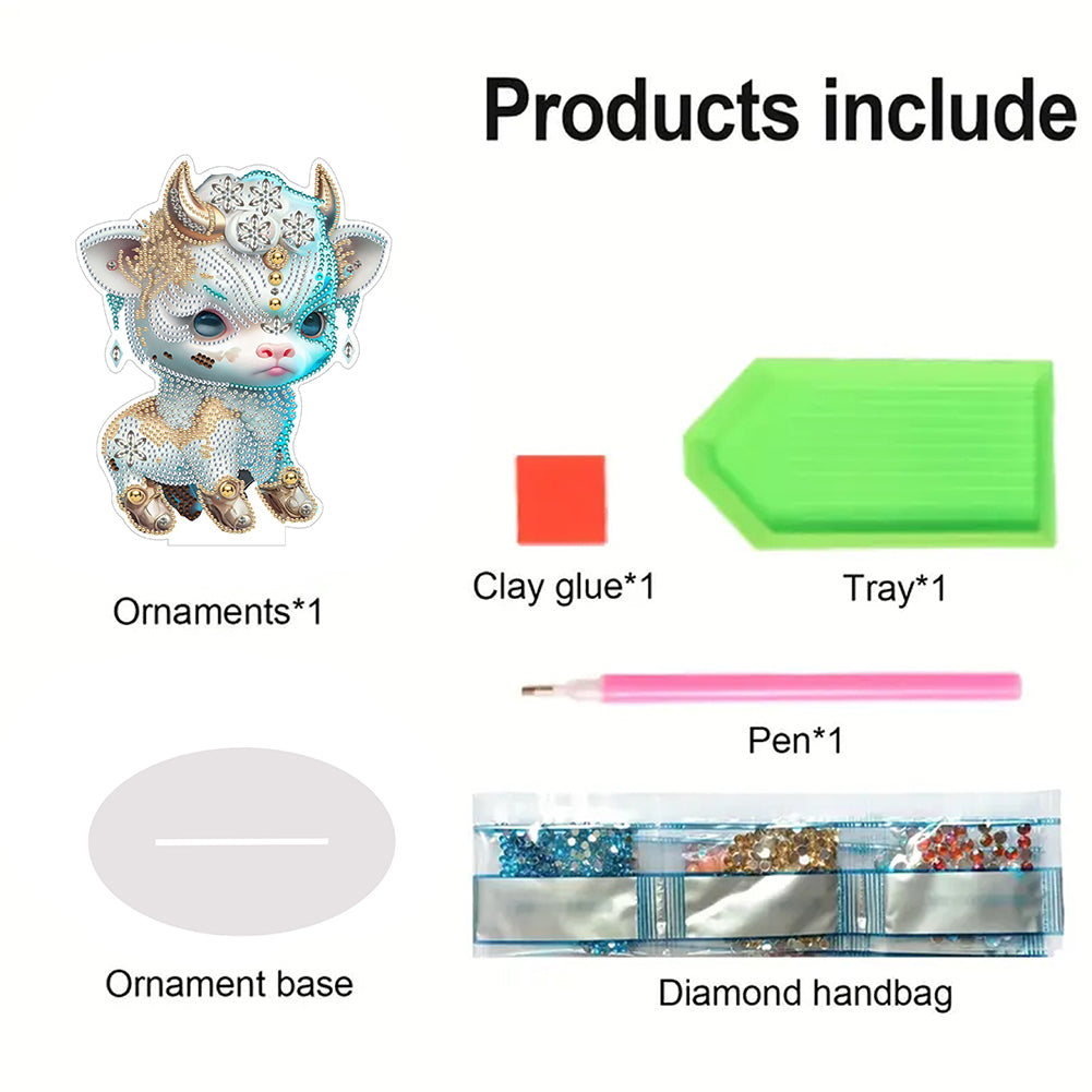 Chinese Zodiac Ox Diamond Painting Desktop Ornament for Office Desktop Decor