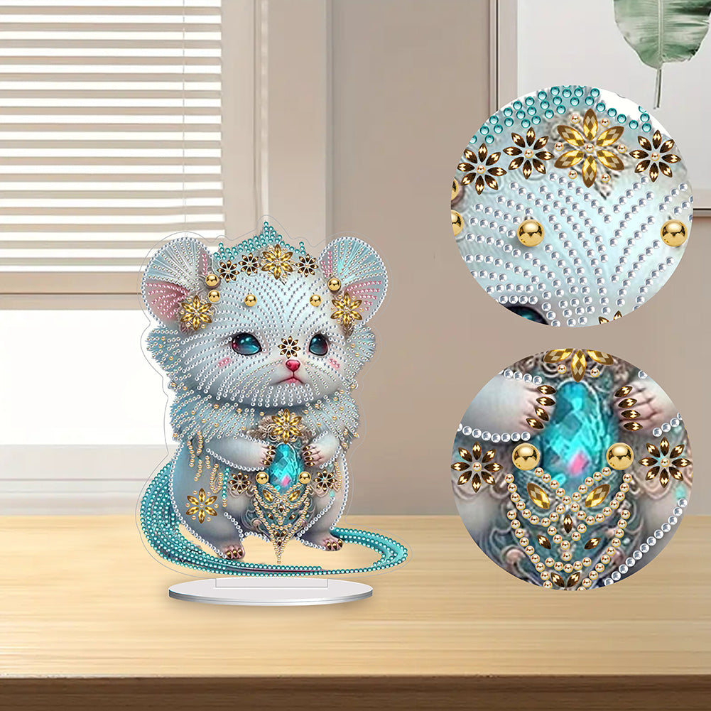 Chinese Zodiac Mouse Diamond Painting Desktop Ornament for Office Desktop Decor