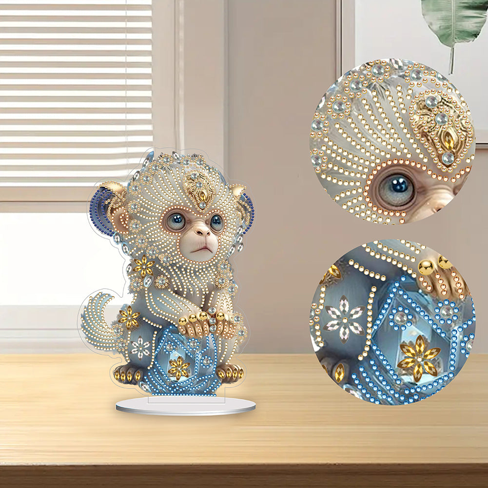 Chinese Zodiac Monkey Diamond Painting Desktop Ornament for Office Desktop Decor