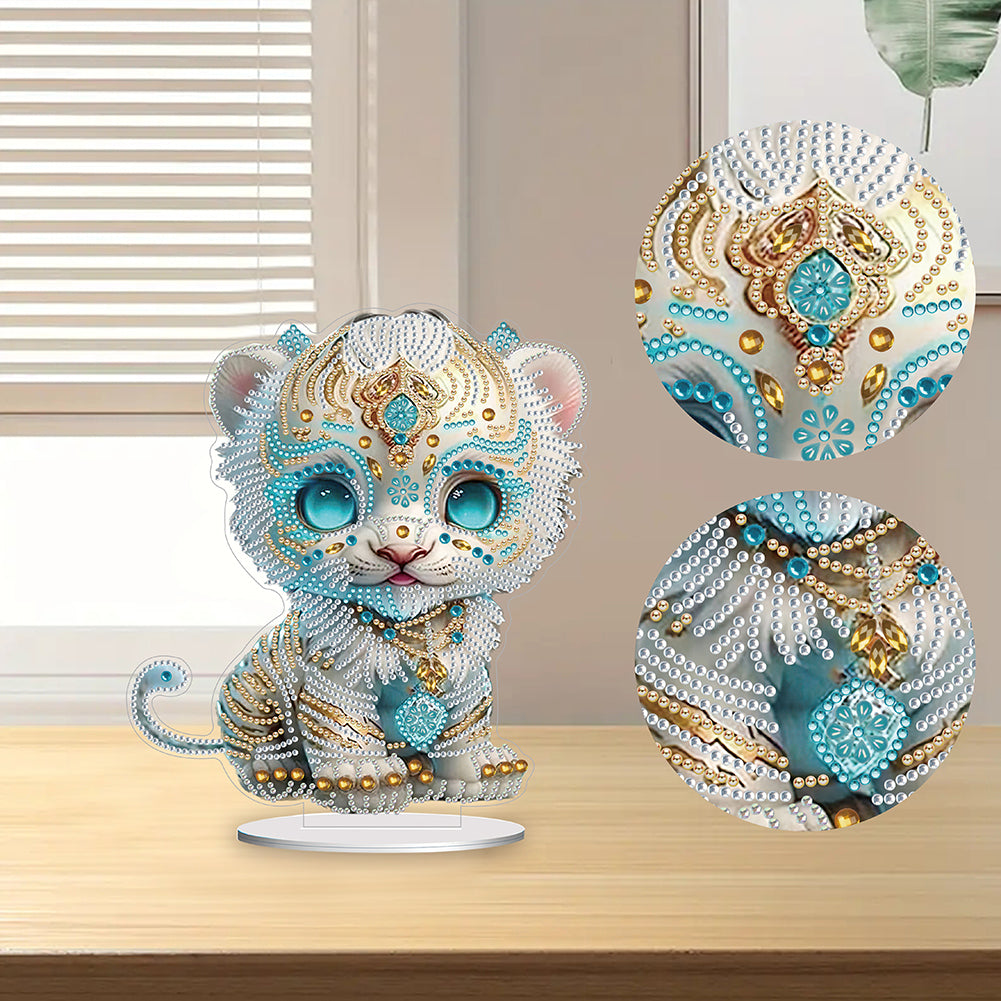 Chinese Zodiac Tiger Diamond Painting Desktop Ornament for Office Desktop Decor