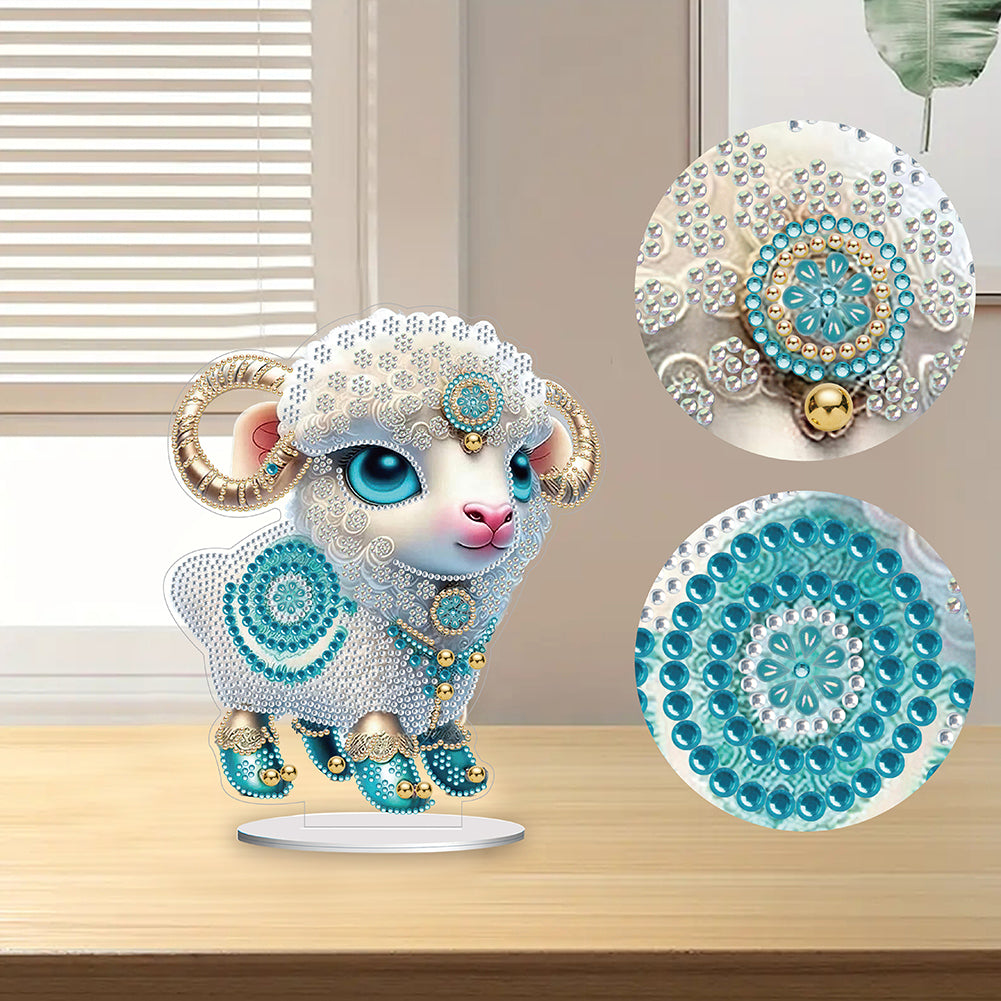 Chinese Zodiac Goat Diamond Painting Desktop Ornament for Office Desktop Decor