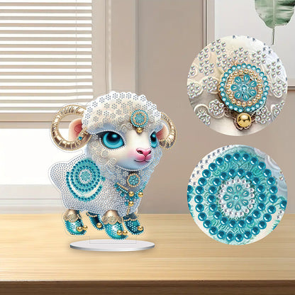 Chinese Zodiac Goat Diamond Painting Desktop Ornament for Office Desktop Decor