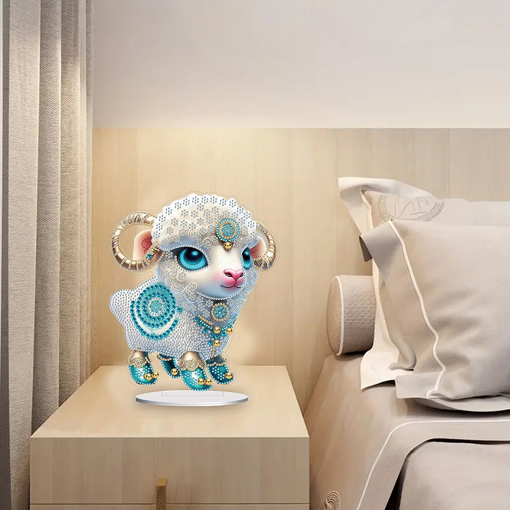 Chinese Zodiac Goat Diamond Painting Desktop Ornament for Office Desktop Decor