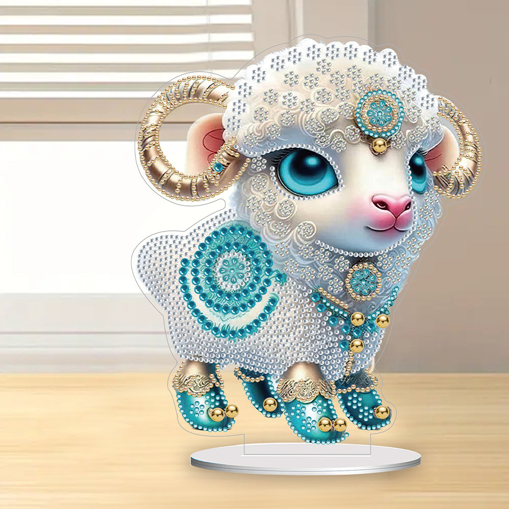 Chinese Zodiac Goat Diamond Painting Desktop Ornament for Office Desktop Decor