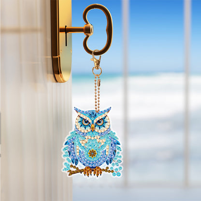 6 PCS Double Sided Special Shape Diamond Painting Keychain (Papercutting Animal)
