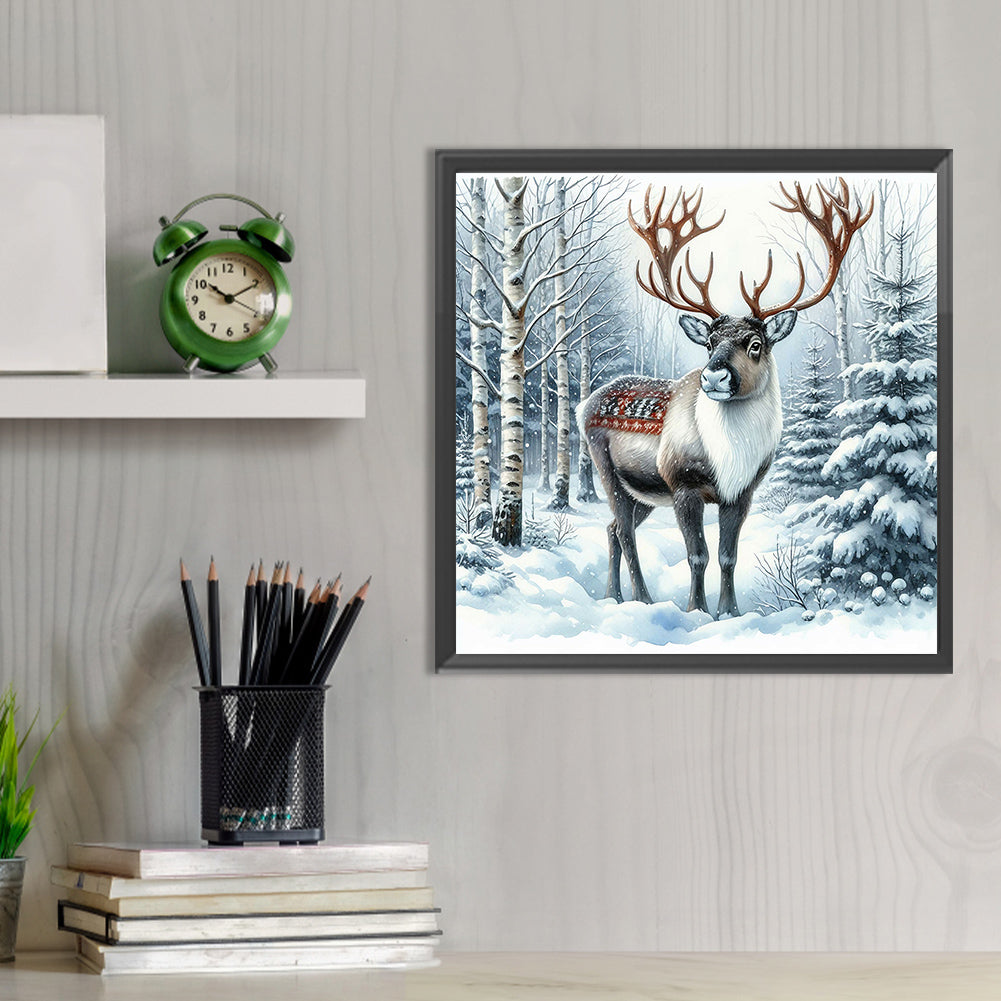 Snow Elk - Full Round Drill Diamond Painting 30*30CM