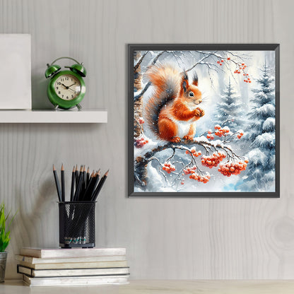 Snow Squirrel - Full Round Drill Diamond Painting 30*30CM
