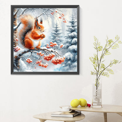 Snow Squirrel - Full Round Drill Diamond Painting 30*30CM