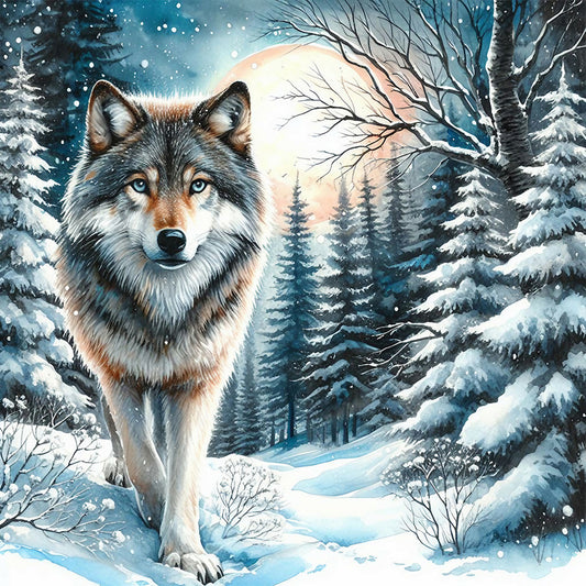 Snow Wolf - Full Round Drill Diamond Painting 30*30CM