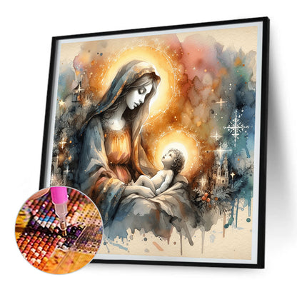 Jesus And The Virgin - Full Round Drill Diamond Painting 30*30CM