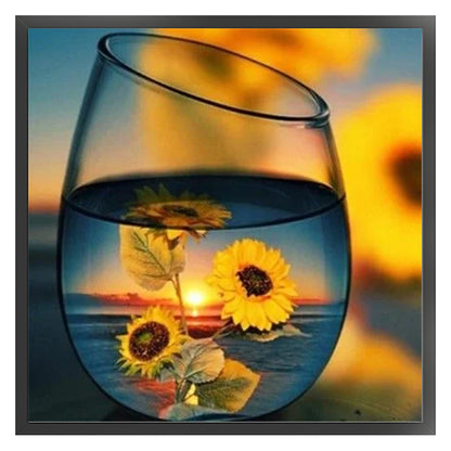 Sunflower In Cup - 11CT Stamped Cross Stitch 40*40CM