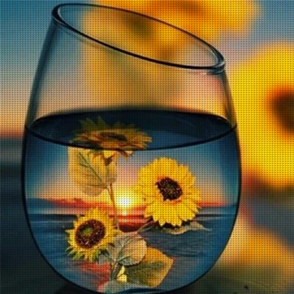Sunflower In Cup - 11CT Stamped Cross Stitch 40*40CM