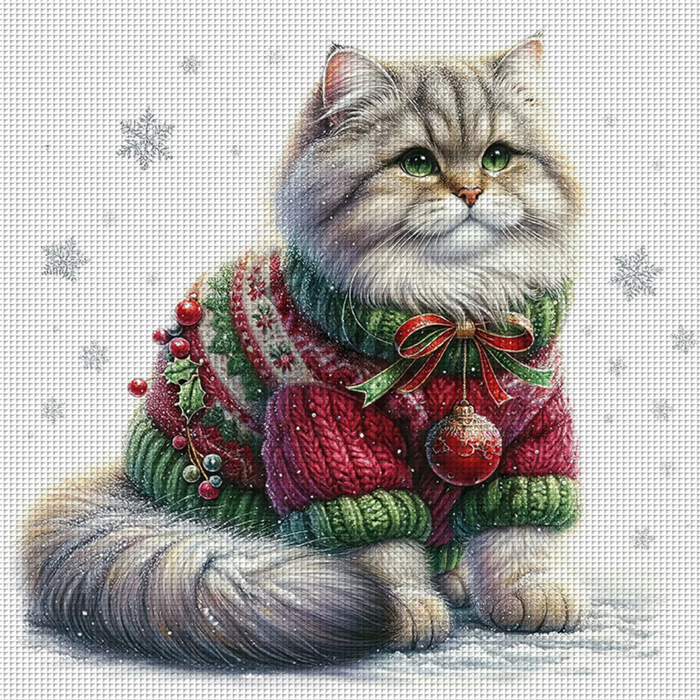 Cat - 18CT Stamped Cross Stitch 30*30CM
