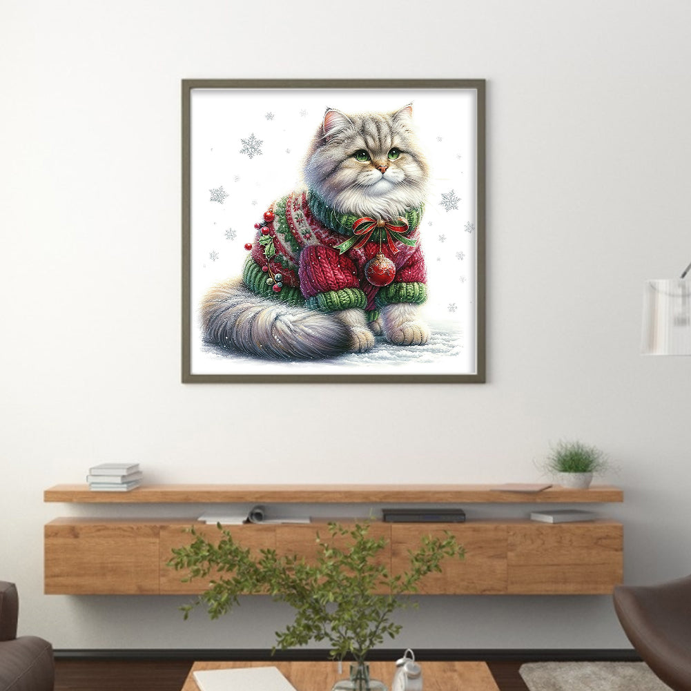 Cat - 18CT Stamped Cross Stitch 30*30CM