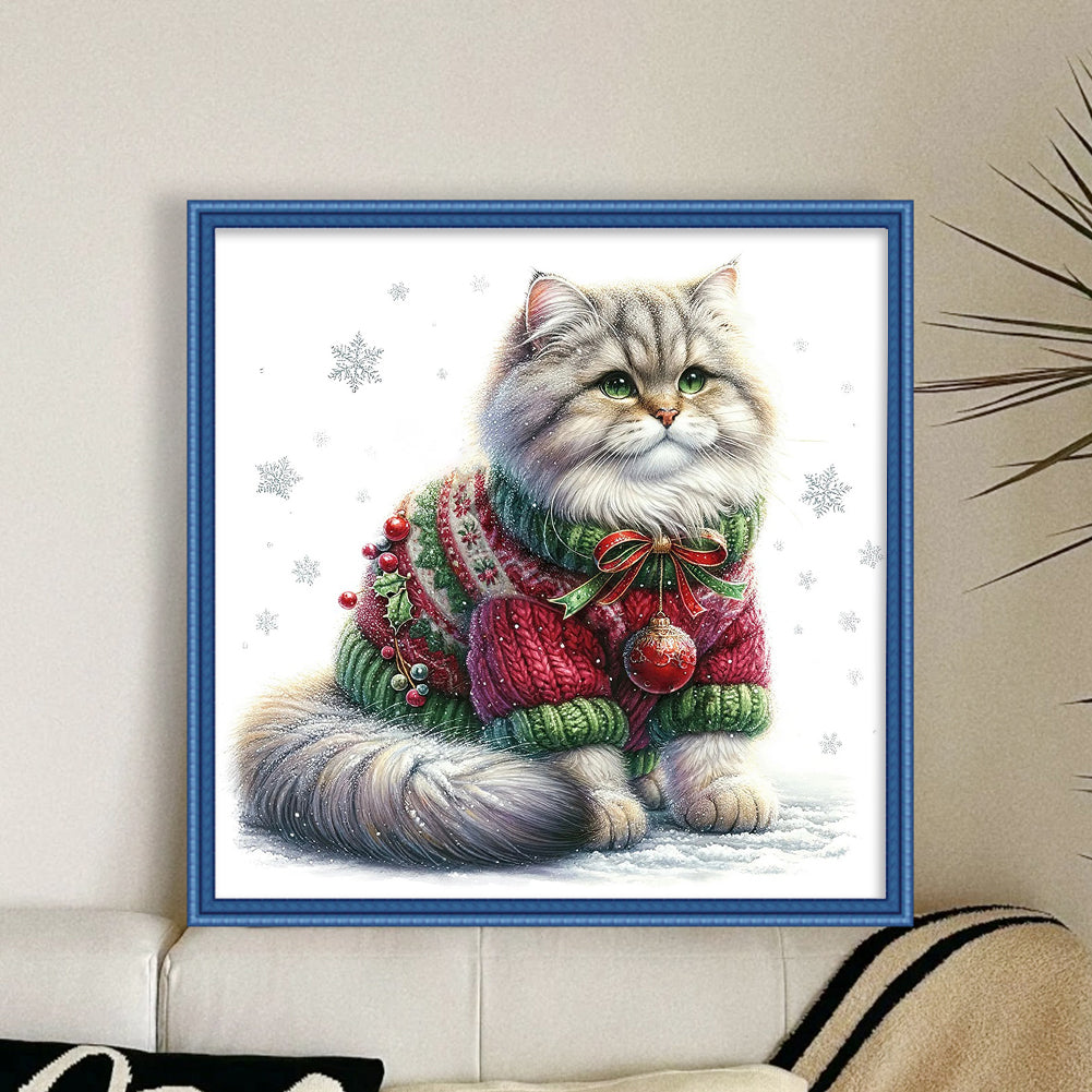 Cat - 18CT Stamped Cross Stitch 30*30CM