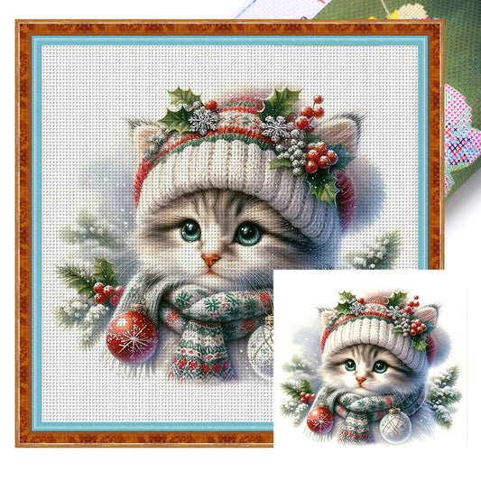 Cat - 18CT Stamped Cross Stitch 30*30CM