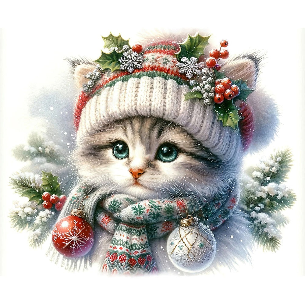 Cat - 18CT Stamped Cross Stitch 30*30CM